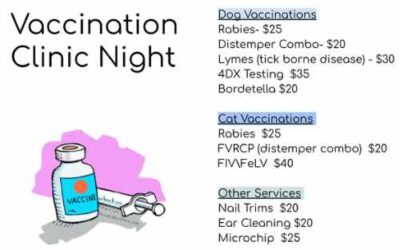Pet Vaccine Clinic Schedule July & August 2023